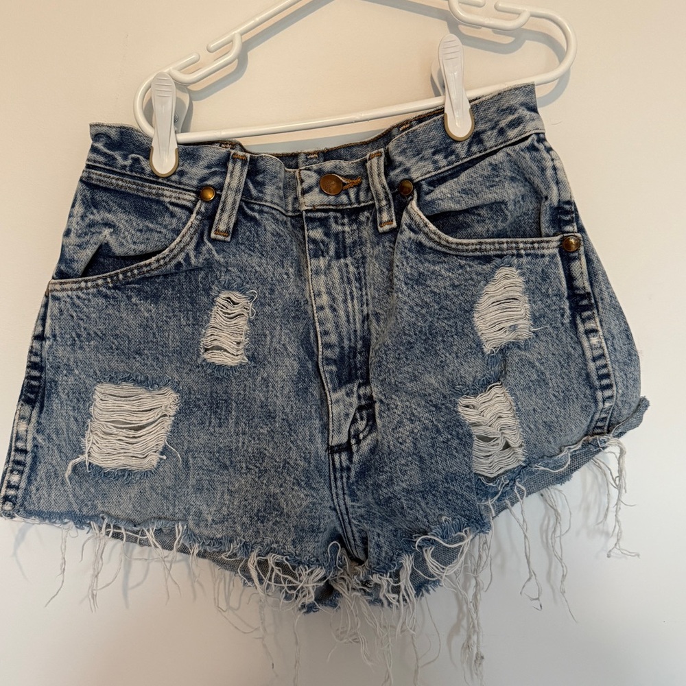 Wrangler Blue Distressed Jean Shorts